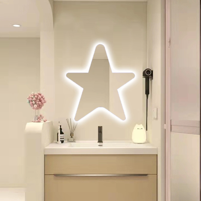 Star Irregular Mirror Wall Hanging Special-Shaped LED Smart Bathroom Mirror Kindergarten Children&prime;s Toilet Cartoon Mirror
