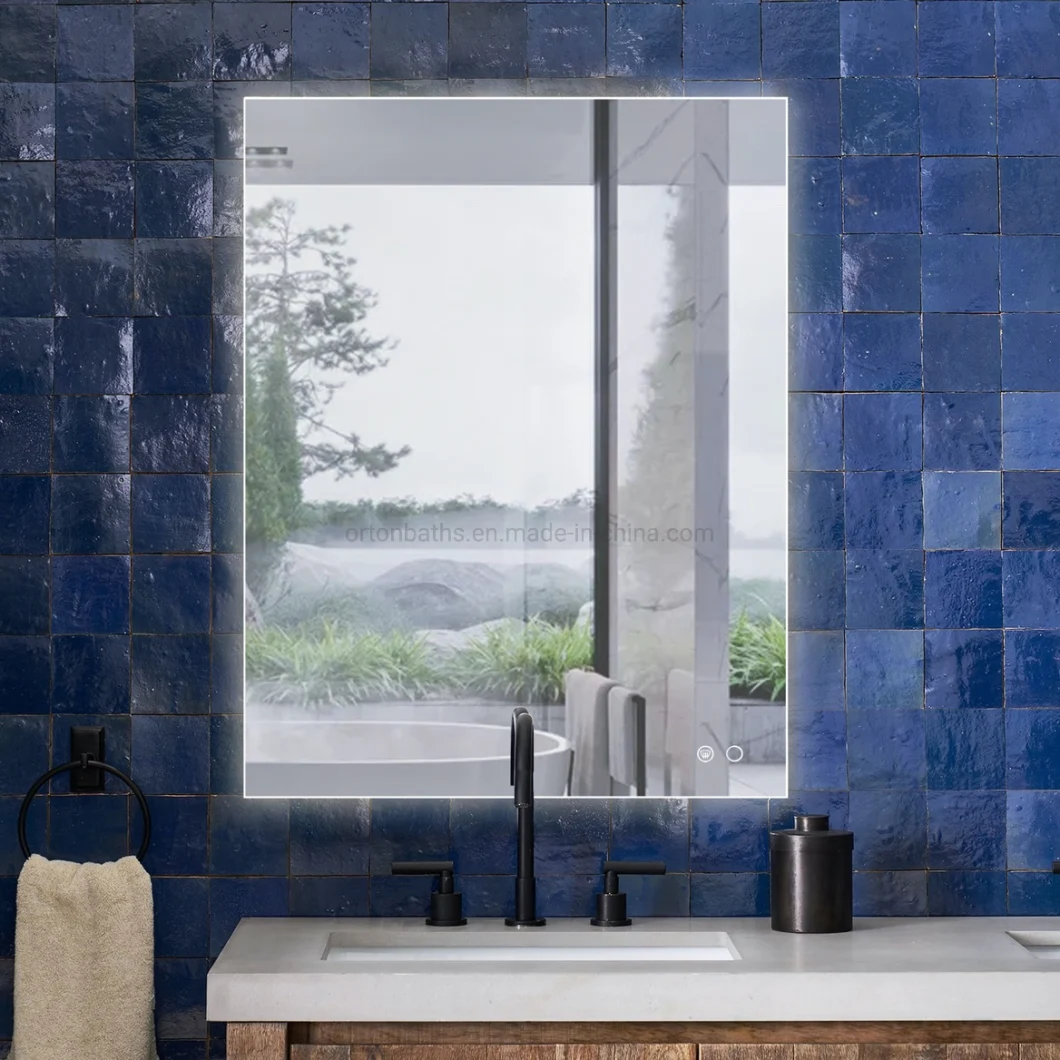 Ortonbath 28X36 Modern Dimming Wall Mount Mirror Frameless Lighting LED Bathroom Mirror