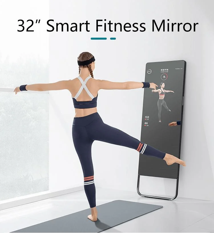 32 Inch Floor Stand LCD Display Kiosk Android Touch Screen Interactive Smart Magic Fitness Mirror for Workout