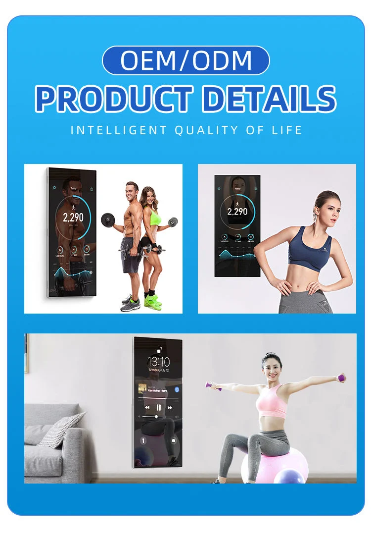 Waterproof Floor Stand Gym Smart Exercise Magic Mirror LCD Touch Screen Digital Signage Interactive Fitness Room Mirror