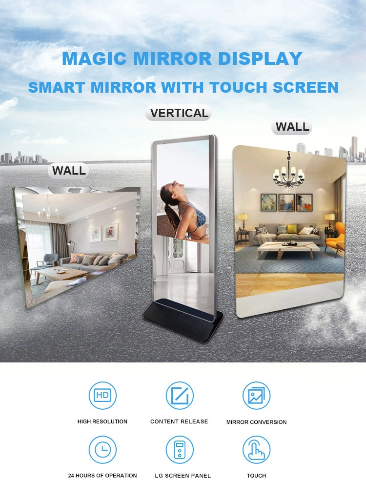 42-98 Inch Floor Stand Advertising Magic Mirror Video Player LCD Panel Screen Display Smart Magic Mirror